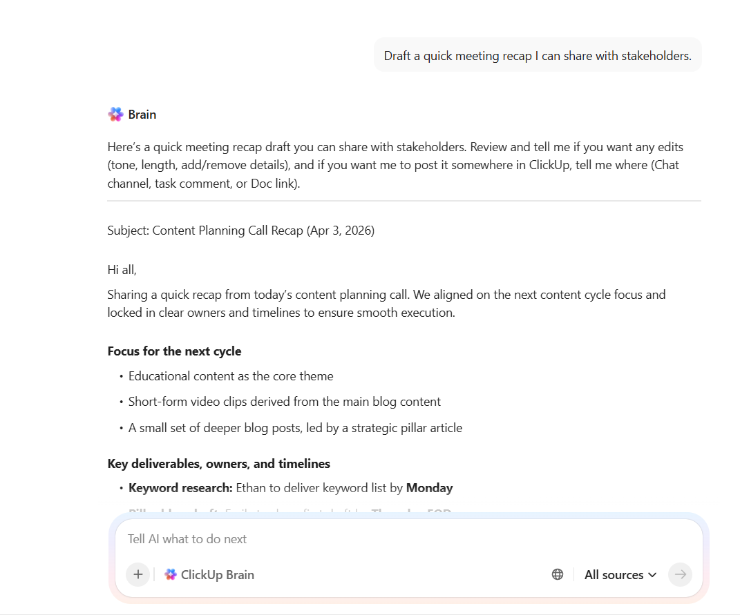 ClickUp Brain：Fyntrix AIの最適な代替ツール