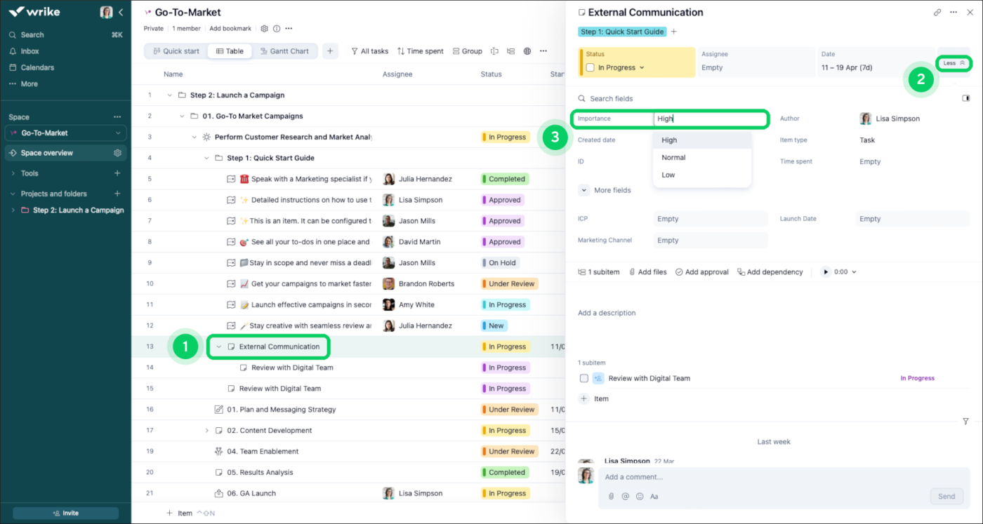 Wrike: catene di approvazione e cronologia delle modifiche alle priorità per i settori regolamentati