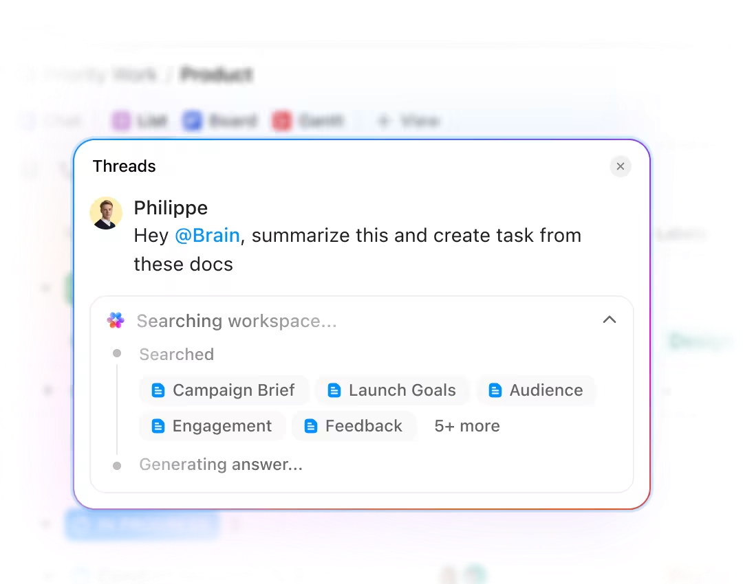 ClickUp Brain search