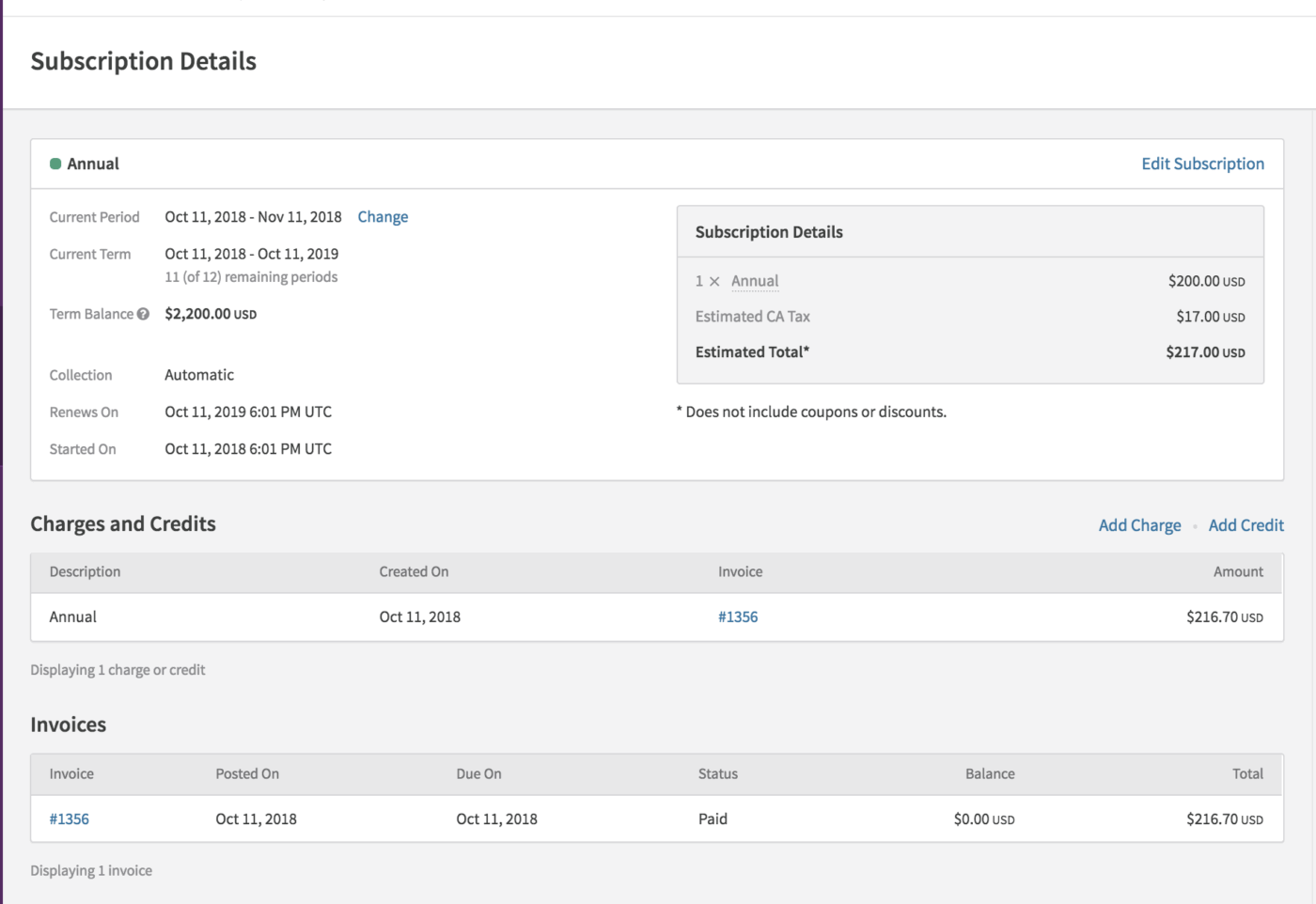Recurly for subscription management