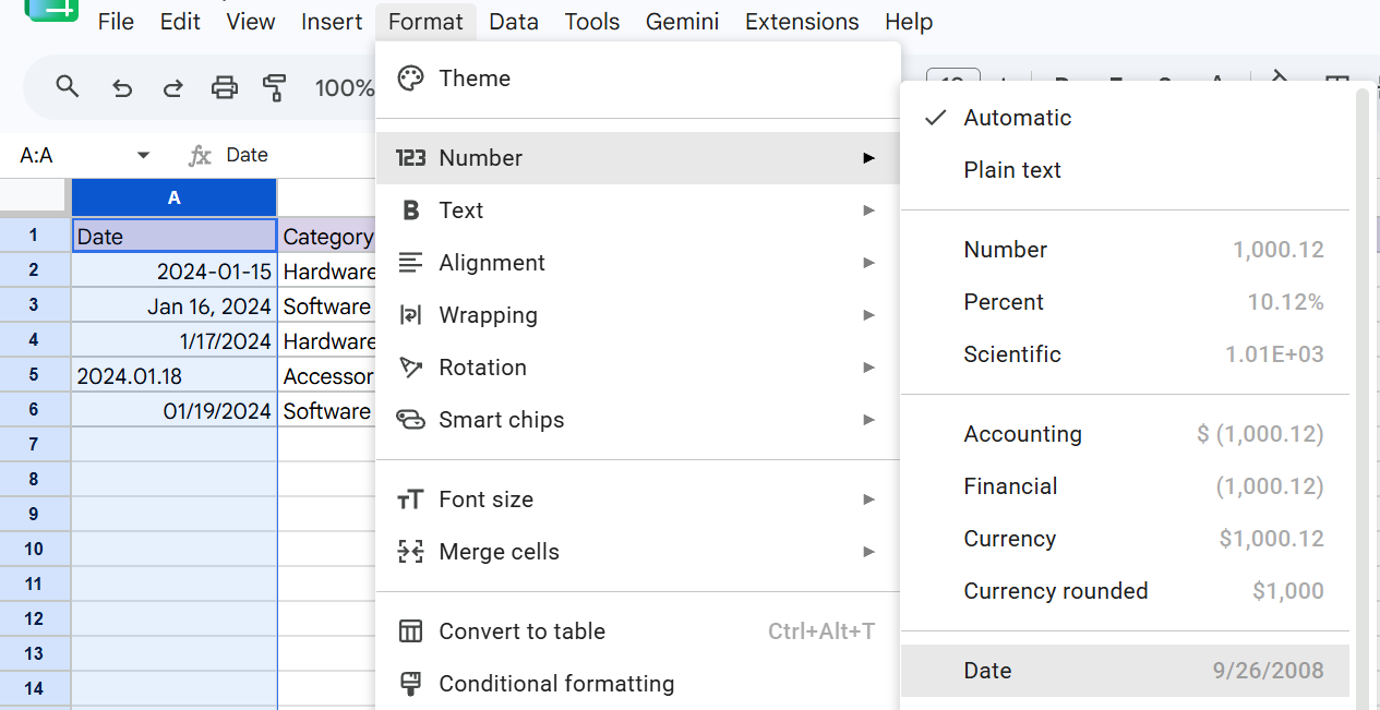 via Google Sheets