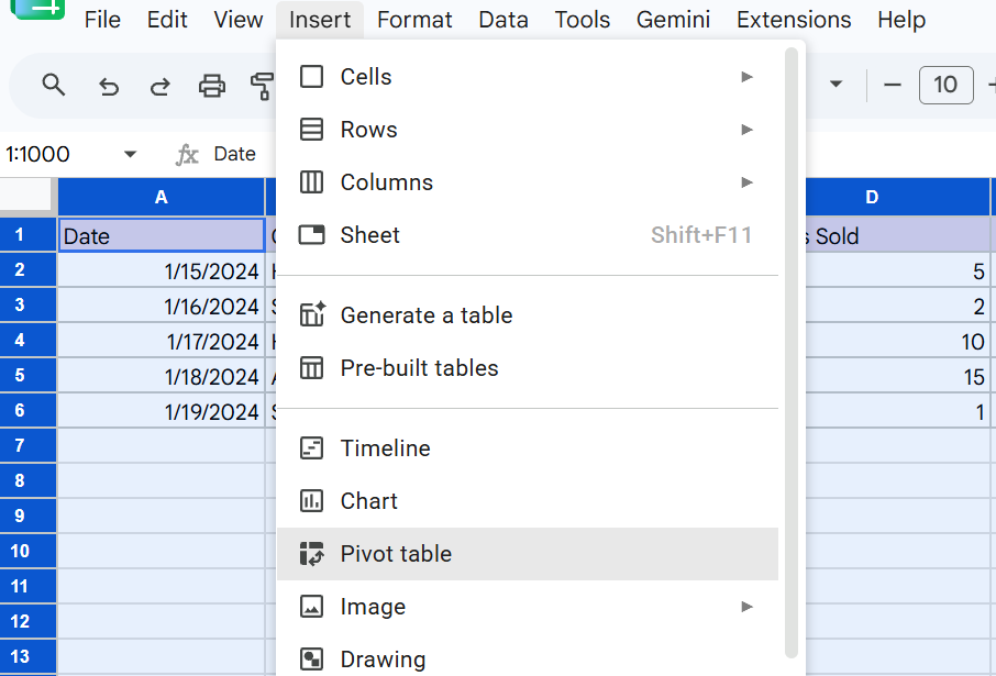 via Google Sheets