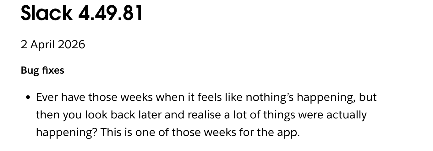 Slack's release notes