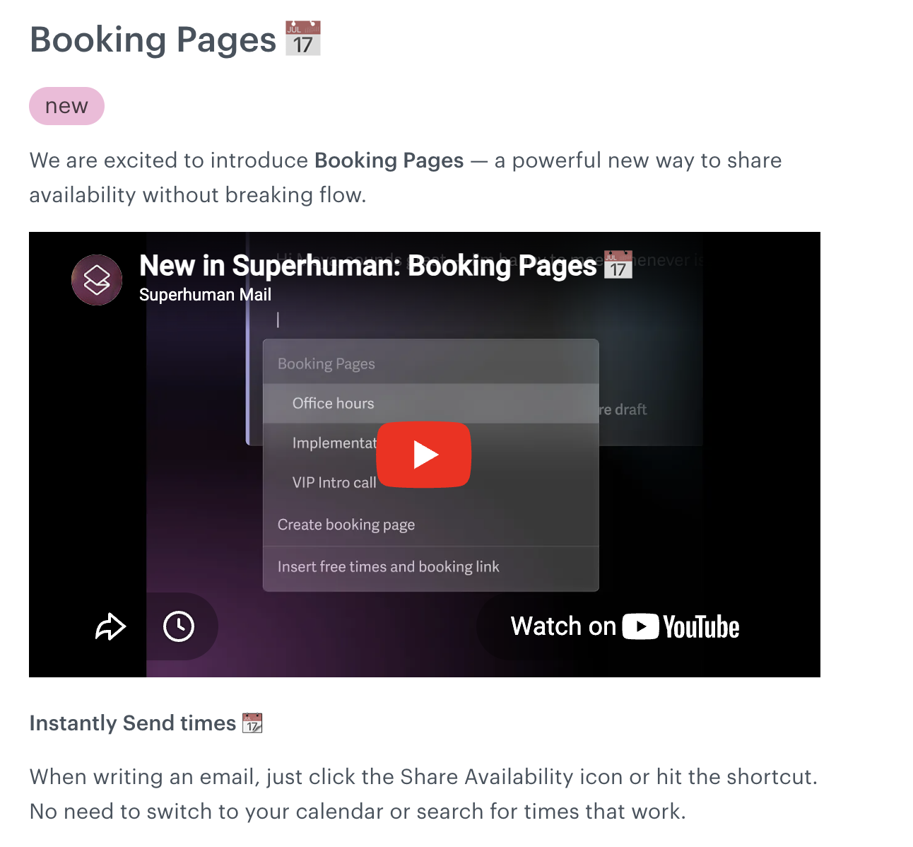 A benefit-focused release note from Superhuman