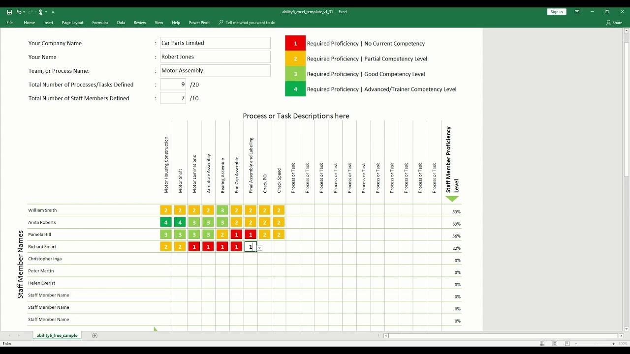 Use the FreeSkillsMatrix.com Excel Template when you need a one-page heat map for an executive update, not an individual development plan