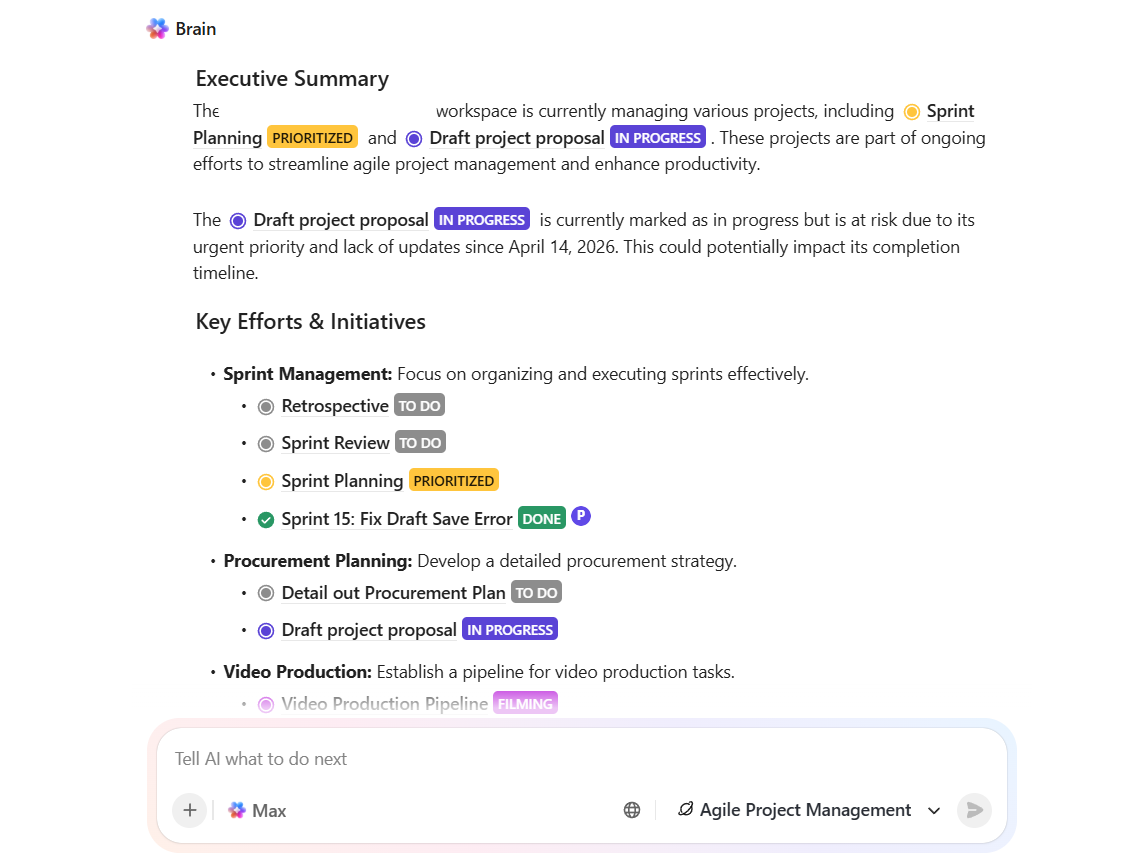 ClickUp AI for website project management