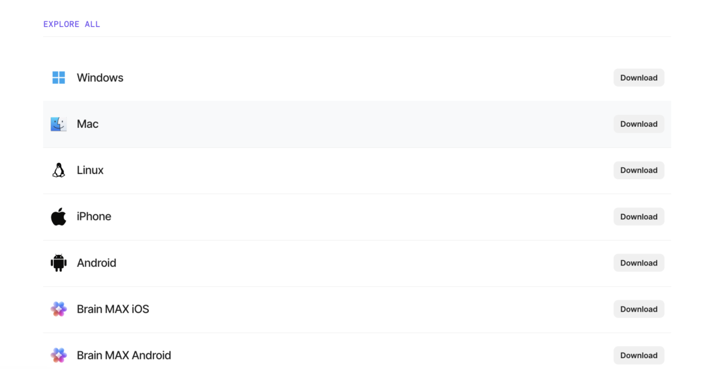 Choose the relevant version to download from ClickUp's website