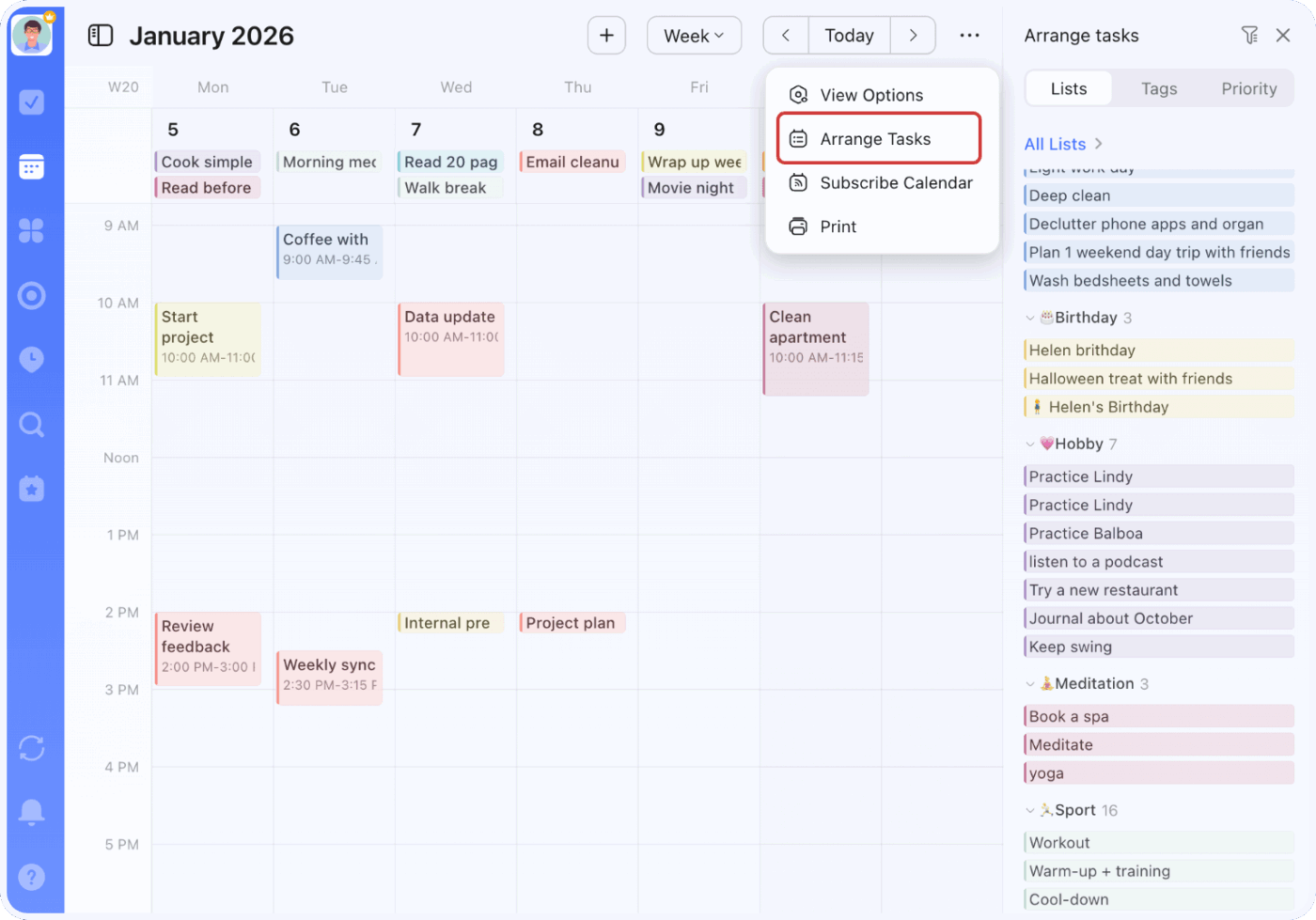 via TickTick: digital planner apps