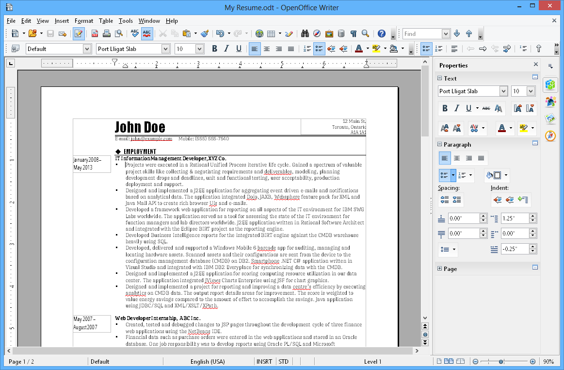 Edit even basic documents on with Apache OpenOffice Writer