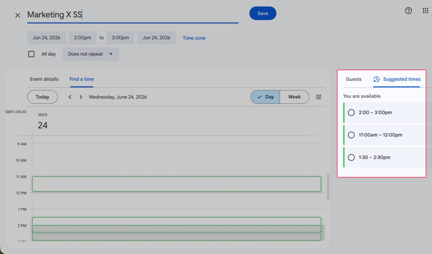 Find open meeting slots with Google Gemini in Google Calendar. This is the native AI tool for Google Calendar