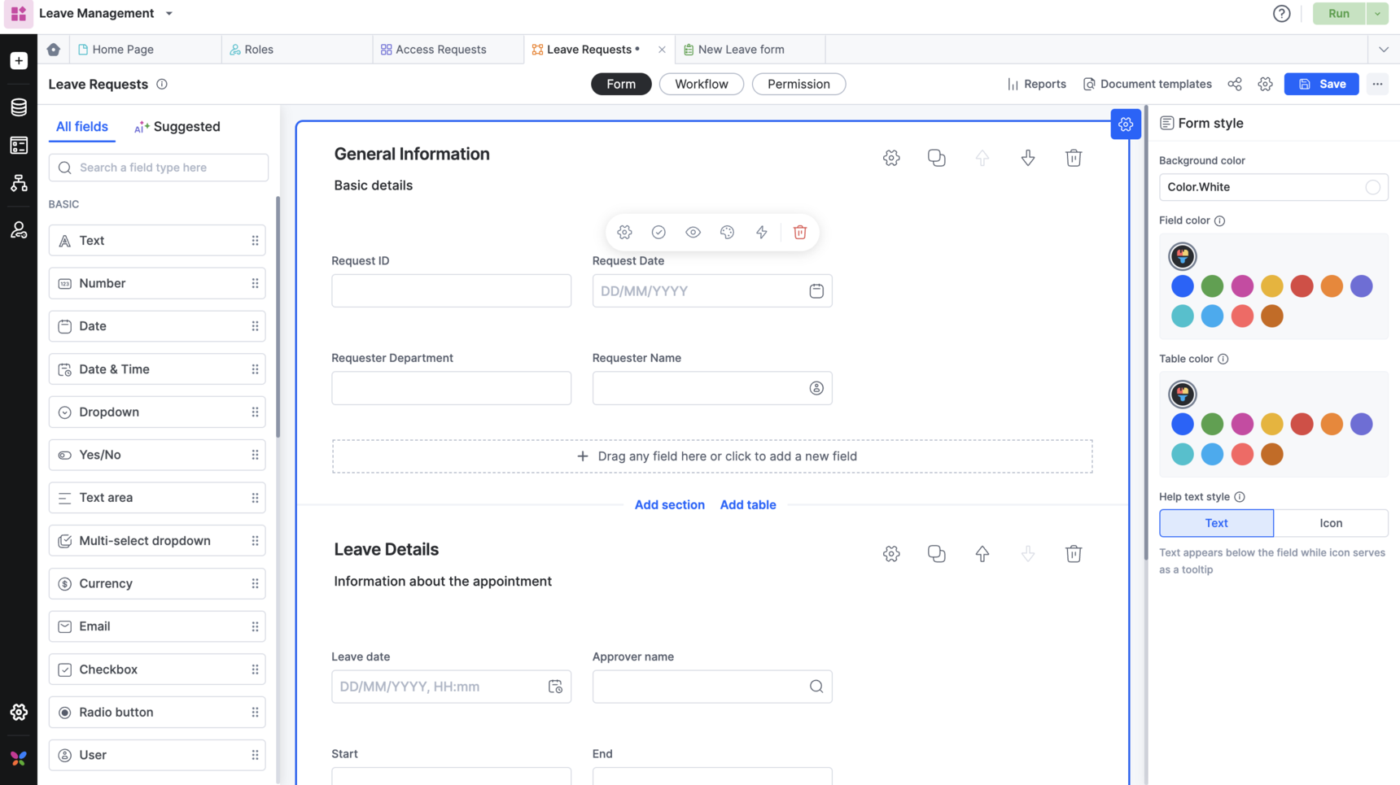 Creating process forms in Kissflow, a project intake software