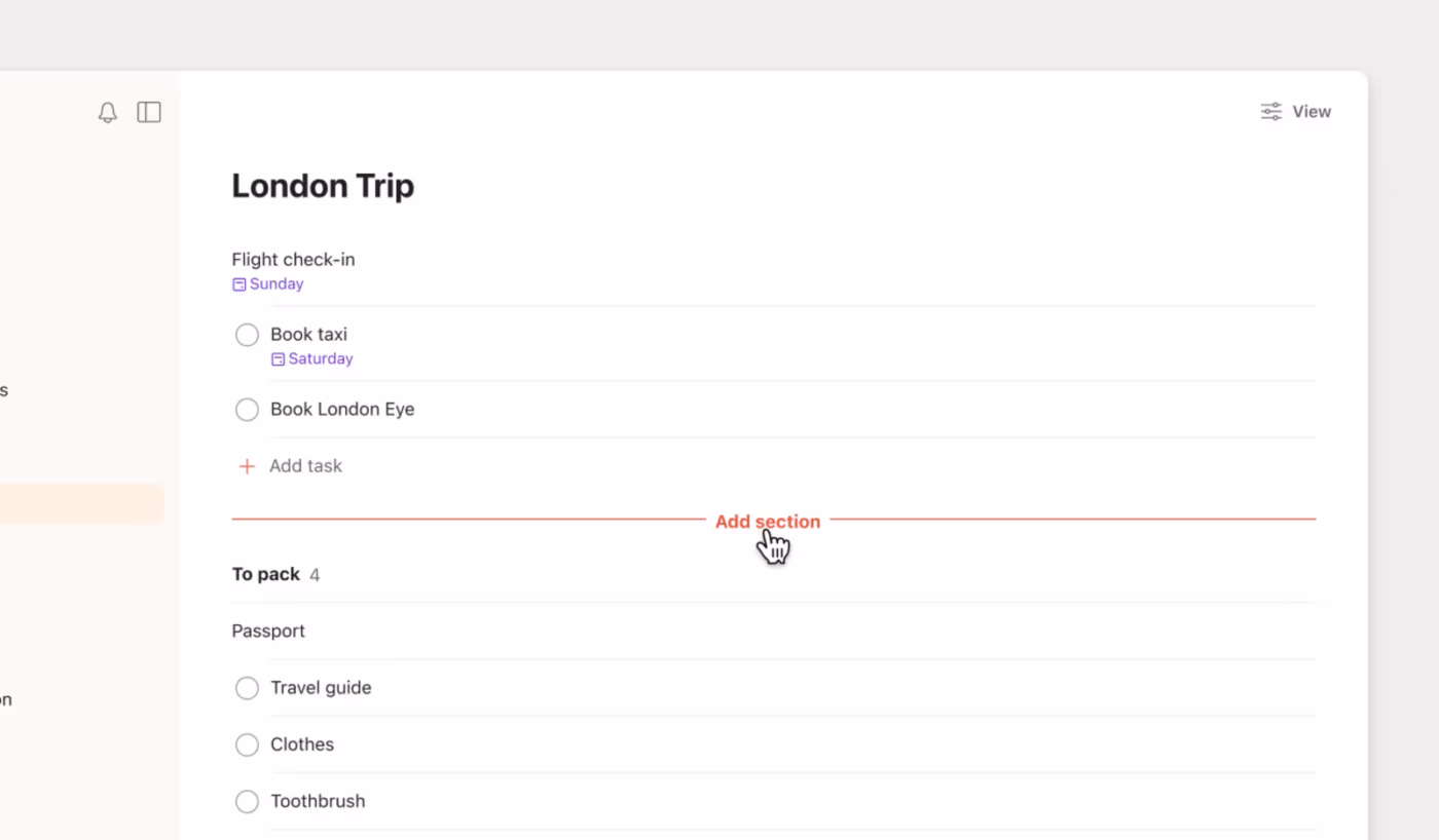 Tasks in Todoist for personal task management