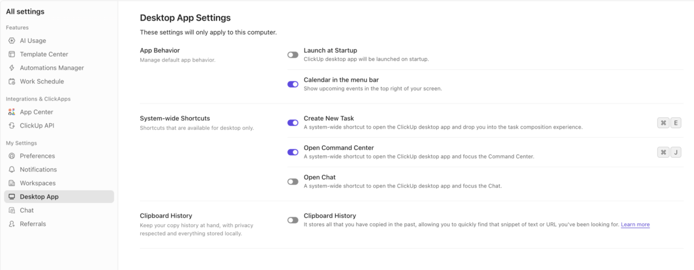 via ClickUp Desktop App: project management software for Mac
