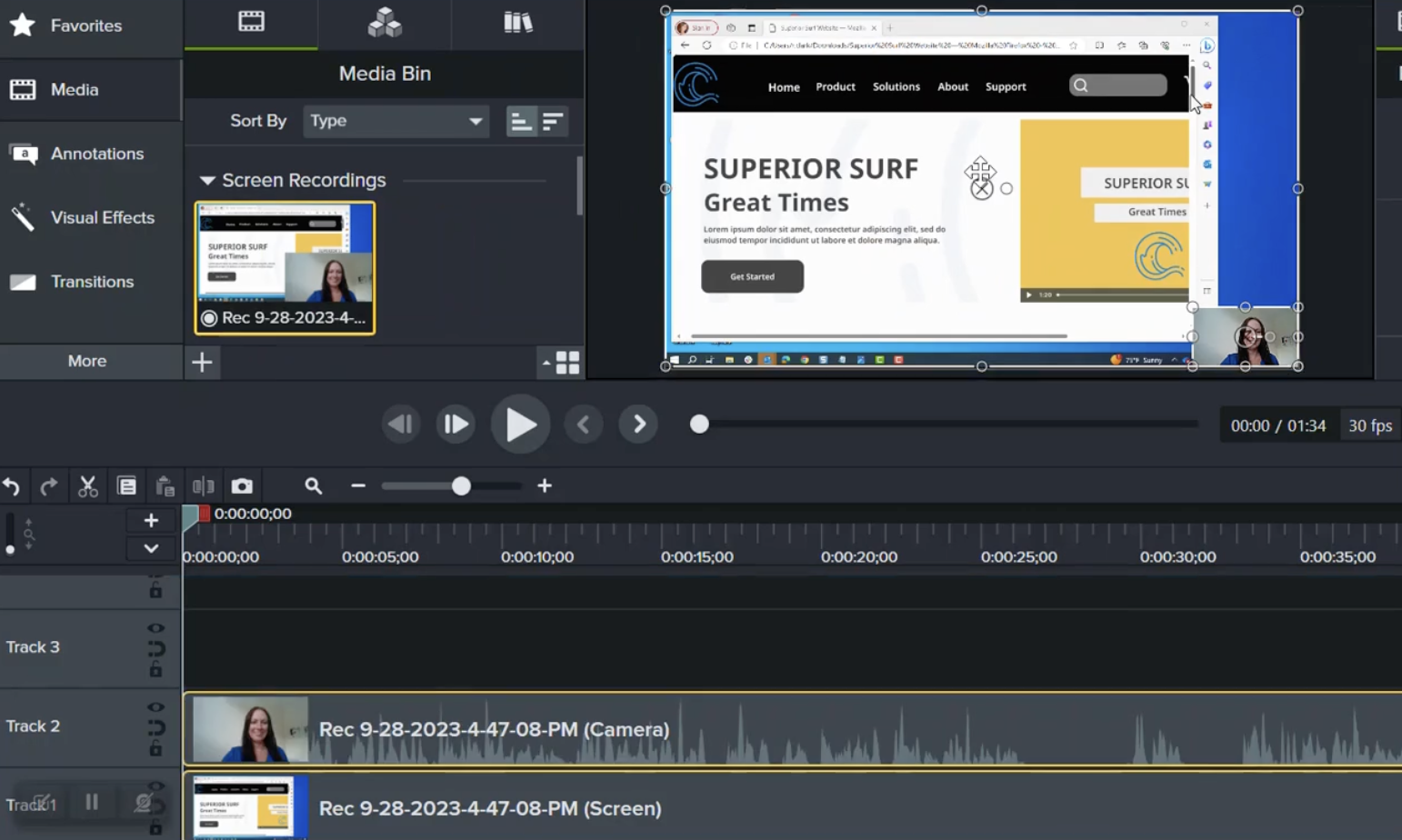 via Camtasia