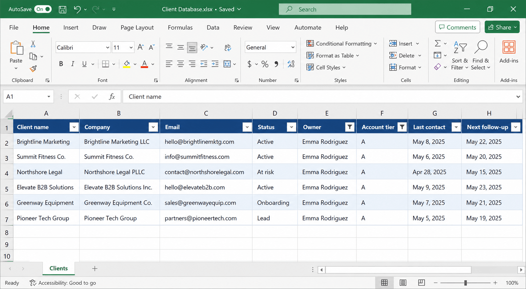 How to Create a Client Database in Excel? | ClickUp
