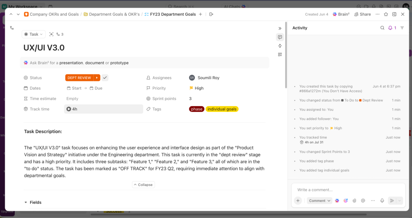 Assign, review, and manage work with ClickUp Tasks