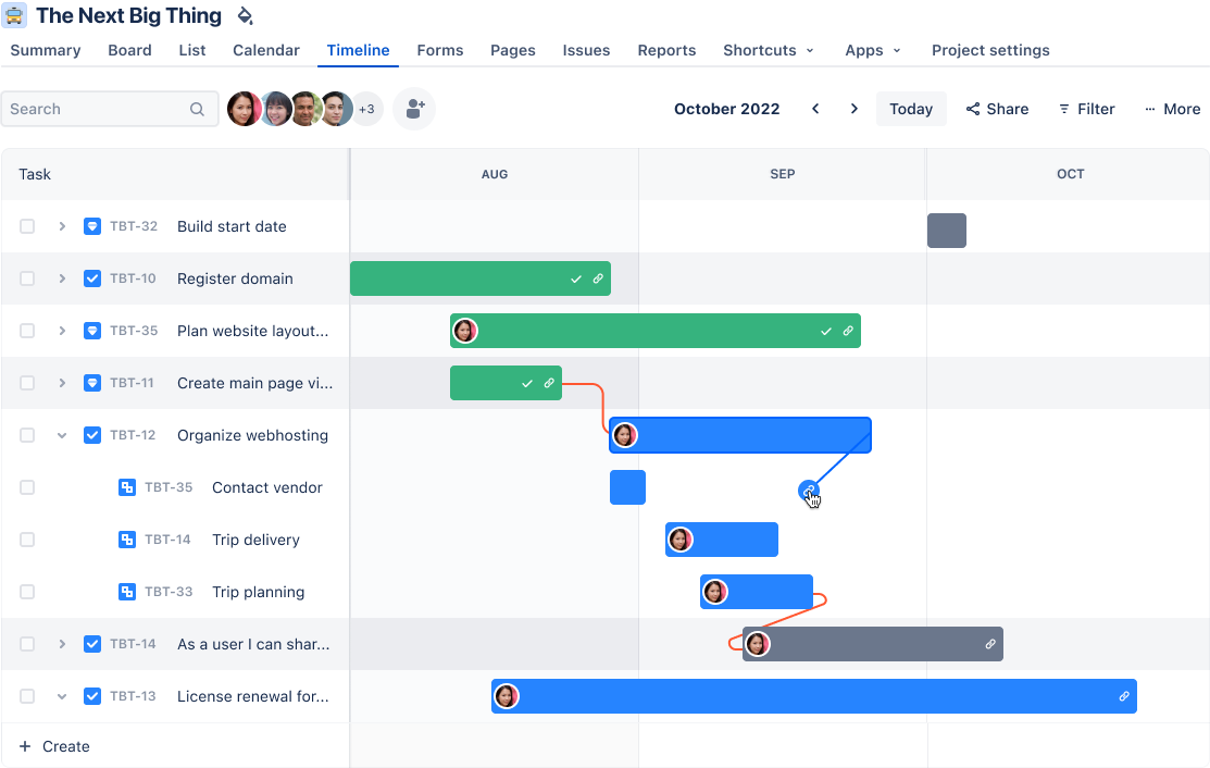via Jira: project timeline tools