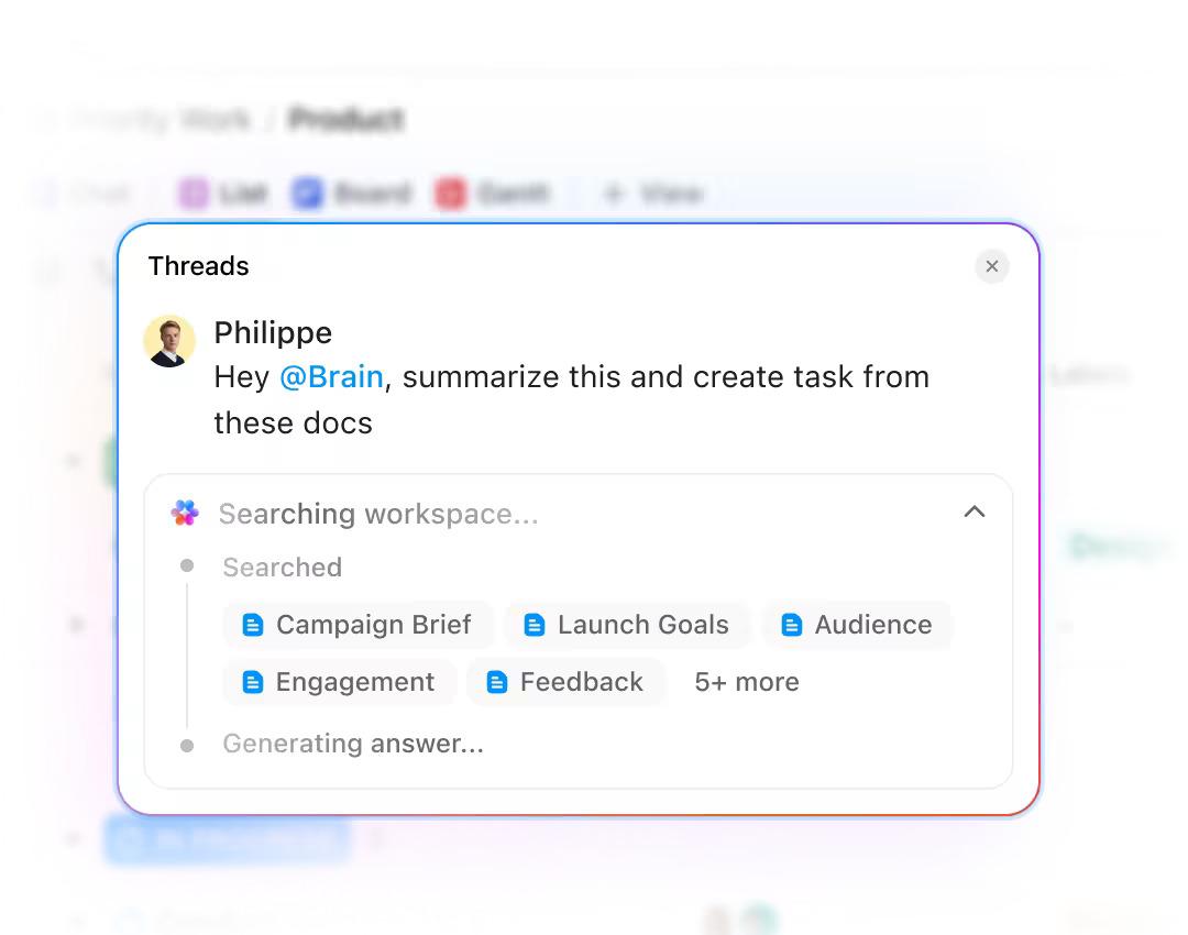 Use ClickUp Brain to create, modify, search, and summarize all your work: MCP vs API