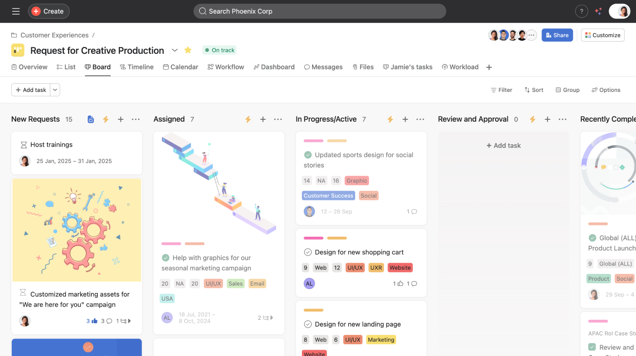 Asana board view: agile tools