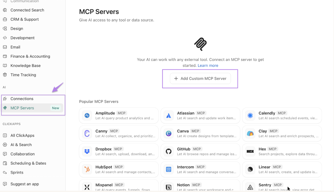 Custom ClickUp MCP Connector