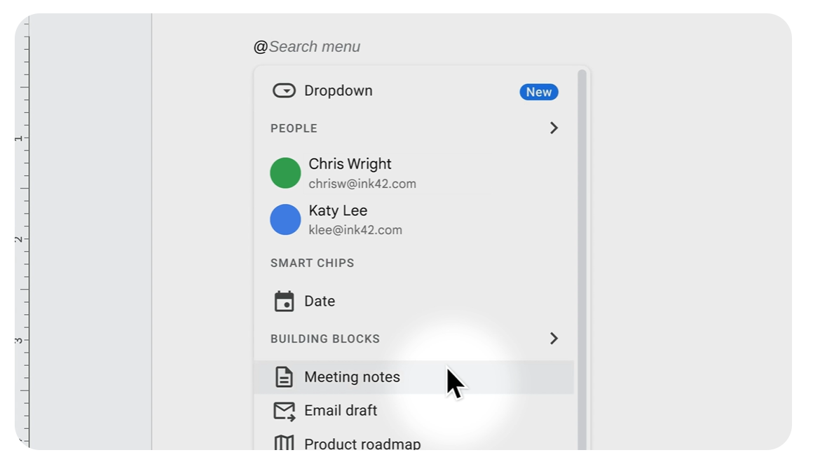 Insert meeting notes in Google Doc: Google Docs for project management