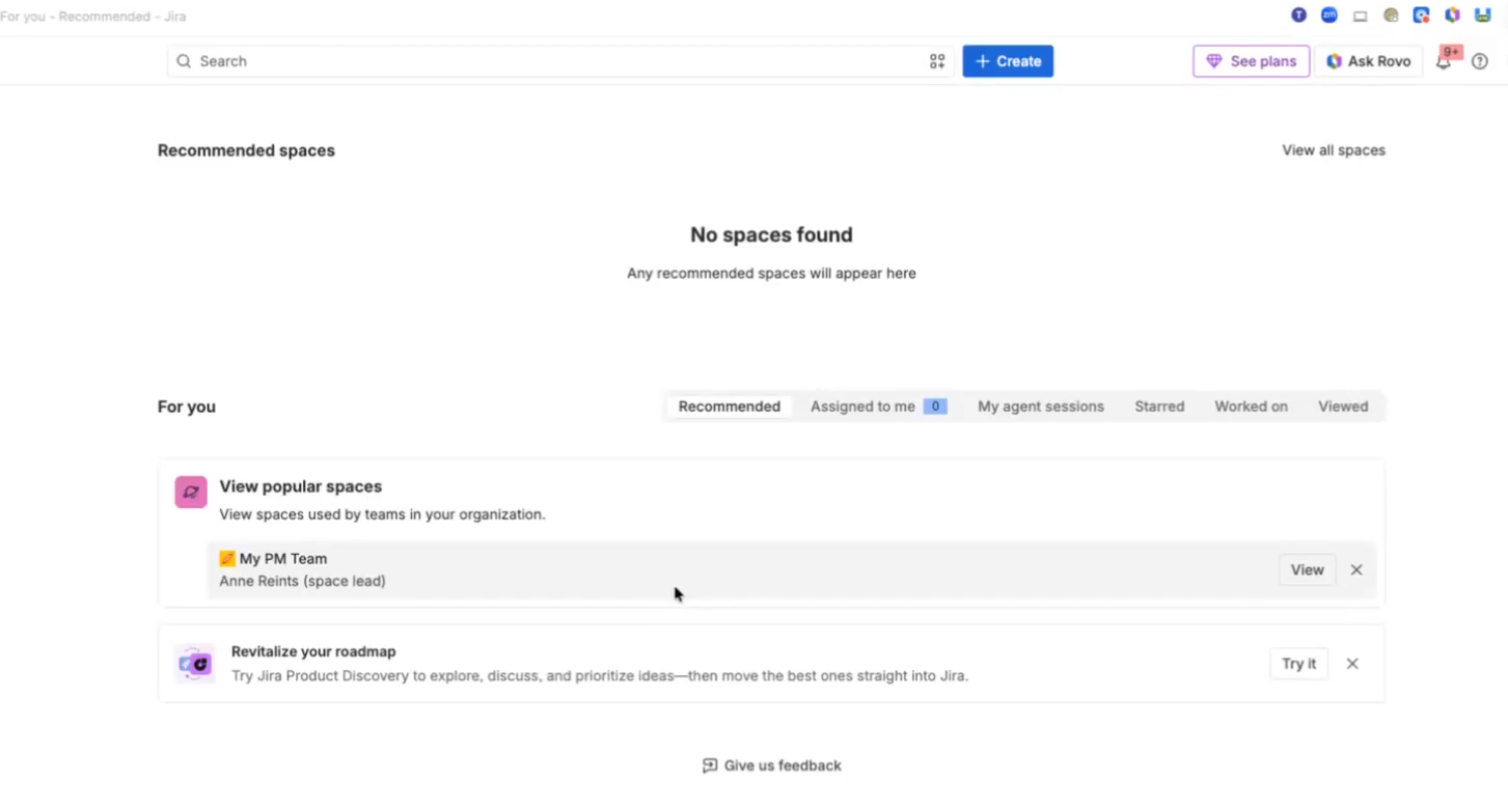 Create a space in Jira for project management