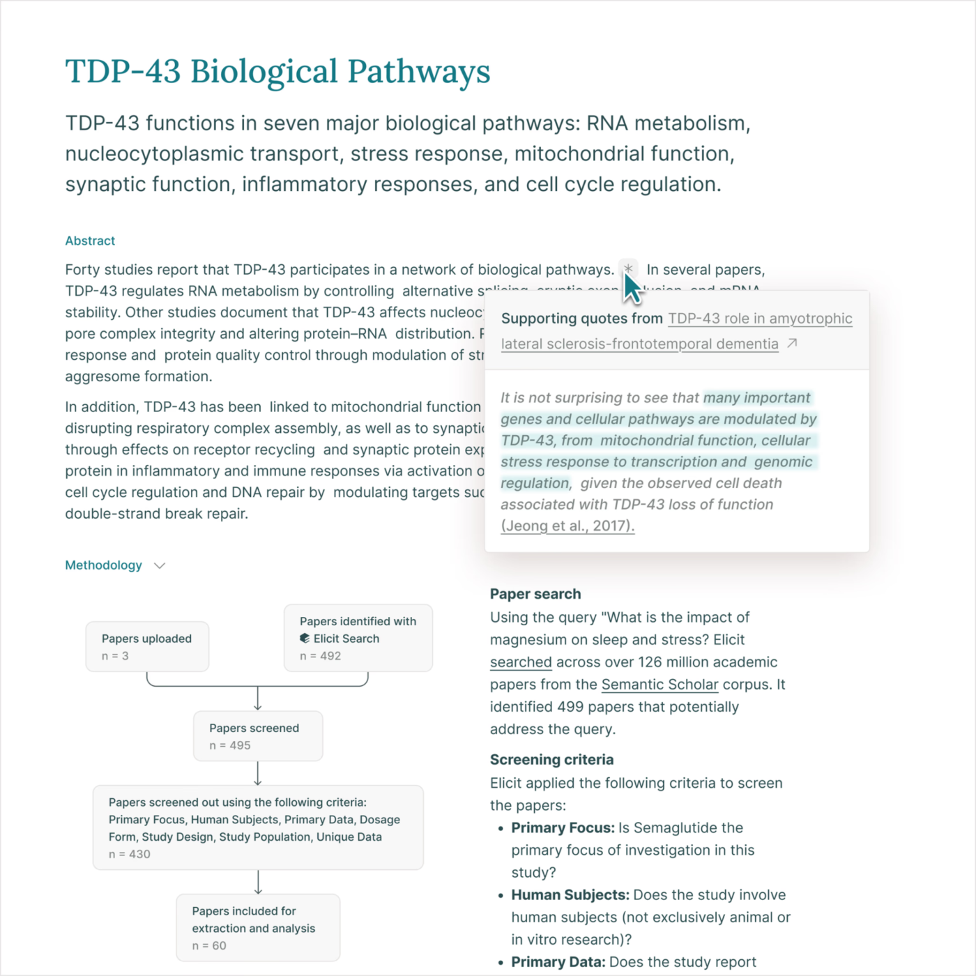 via Elicit: deep research tools