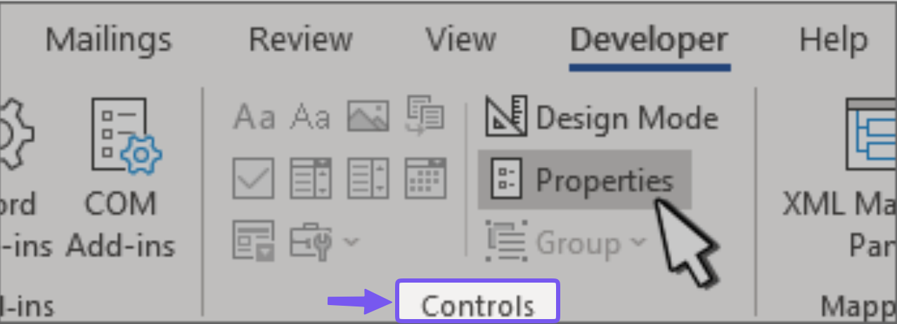 Add Control in Microsoft Word: how to create a fillable form in word