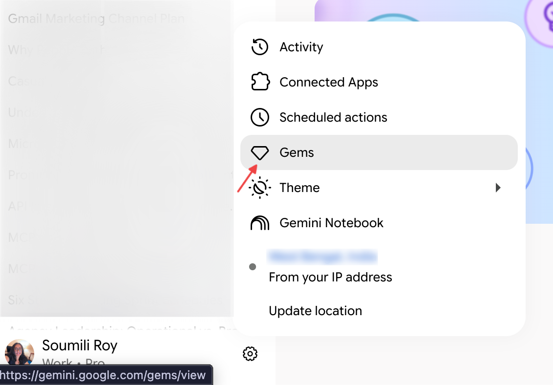 Go to Settings in Gemini