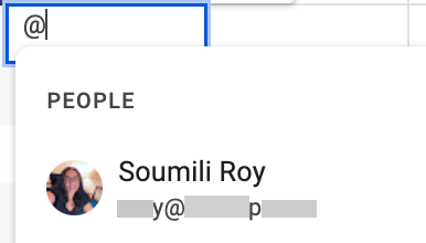 Assigning a task to a teammate using a Google Sheets comment