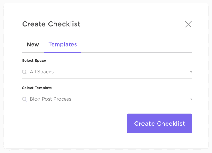 ClickUp checklist templates