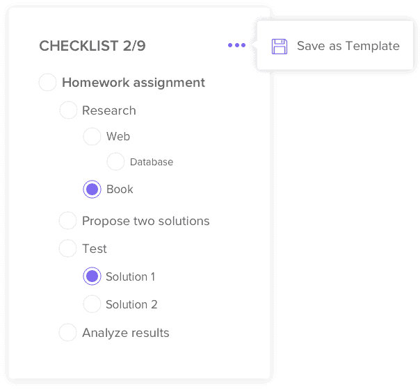Checklist items are nestable