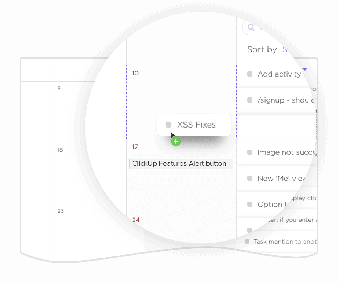 Calendar view scheduling