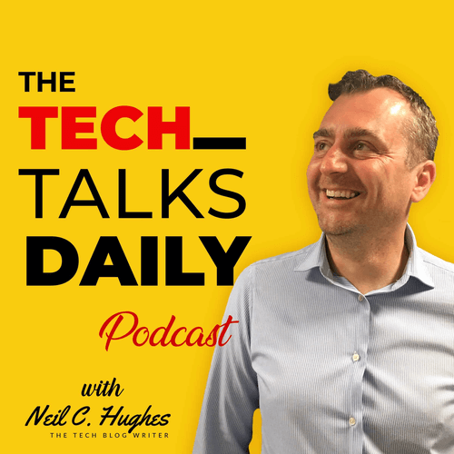 Tech Talks Dailypodcast logo with picture of Neil C. Hughes