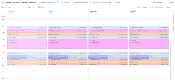 Special Education Classroom Schedule | Template by ClickUp™