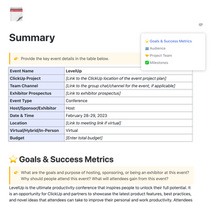 Event Brief Template By ClickUp 