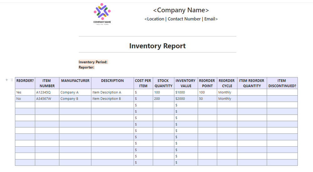 Inventory Report | Template by ClickUp™