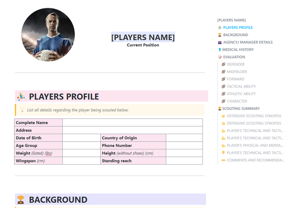 Football Scouting Report Template By ClickUp 