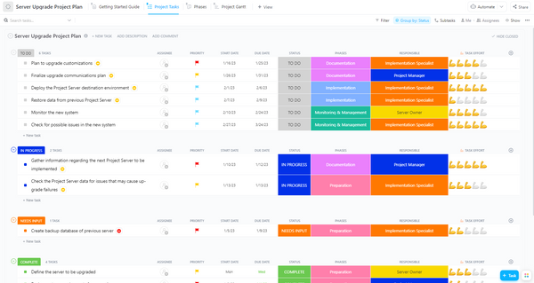 Server Upgrade Project Plan | Template by ClickUp™