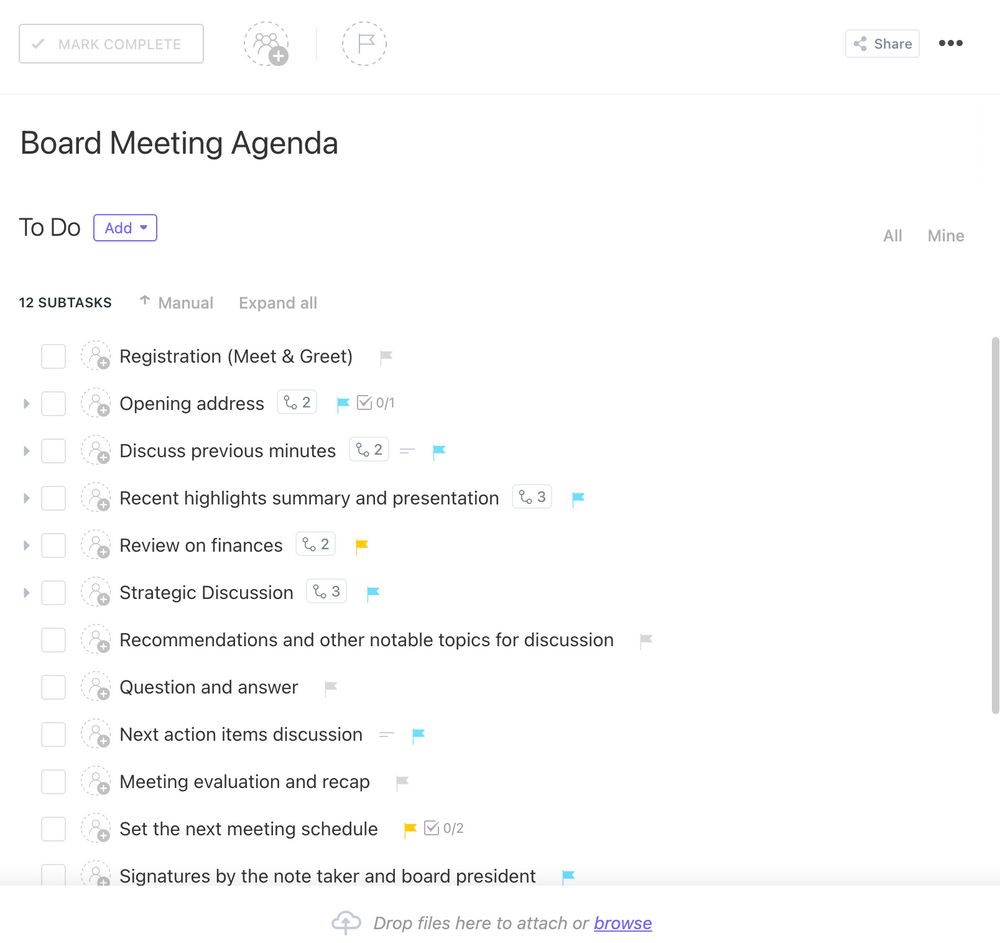 Board Meeting Agenda Template By Clickup