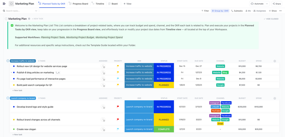 Strategic Marketing Plan | Template by ClickUp™