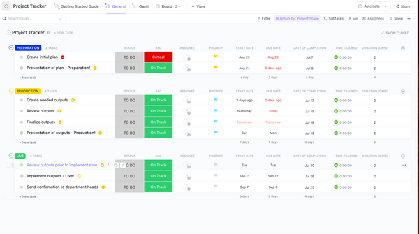 Project Tracker Template By ClickUp 
