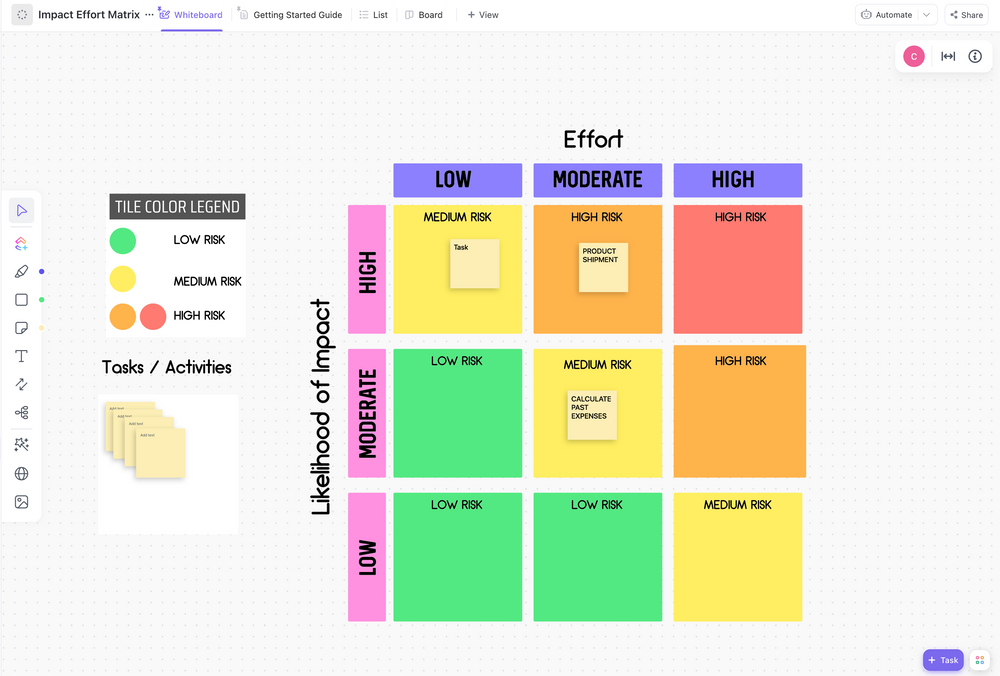 Impact Effort Matrix Template by ClickUp™