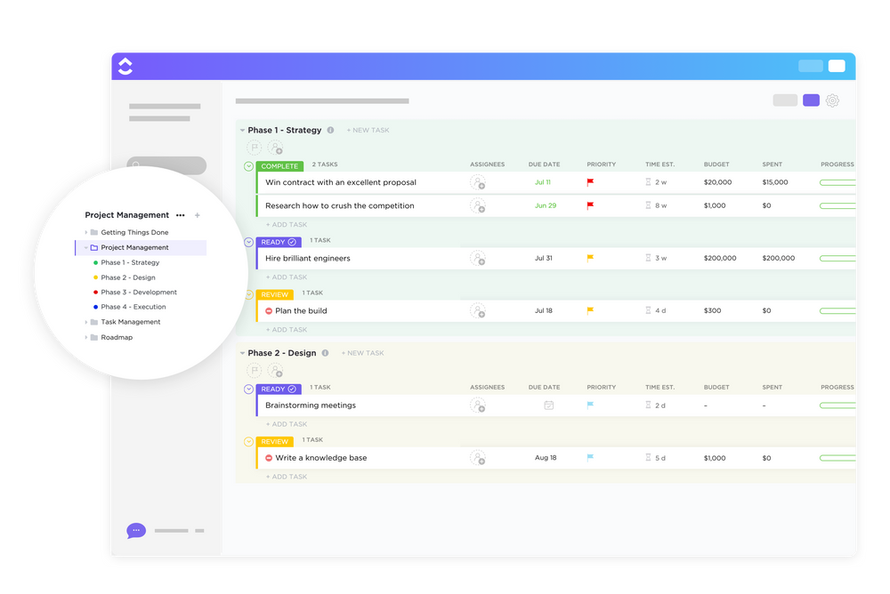 clickup project management template