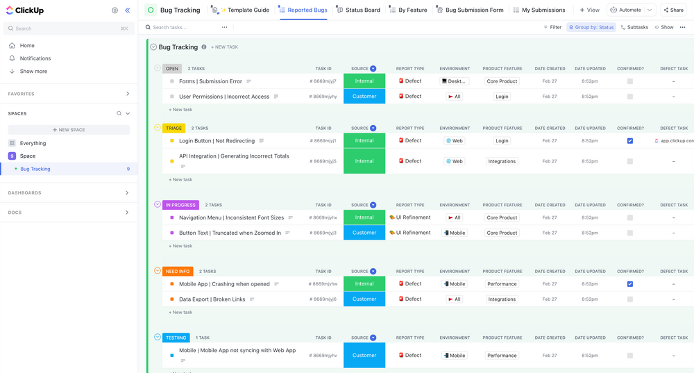 Bug Tracking Template by ClickUp™