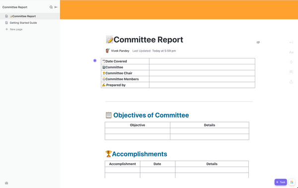 Committee Report Template by ClickUp™