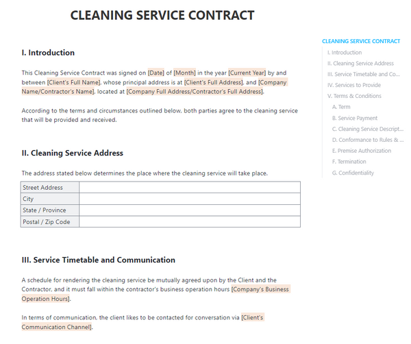 Cleaning Contract Template by ClickUp™