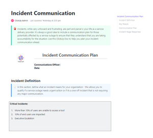 Incident Communication Plan Template by ClickUp™