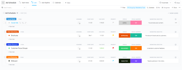 ClickUp™ Templates for Marketing