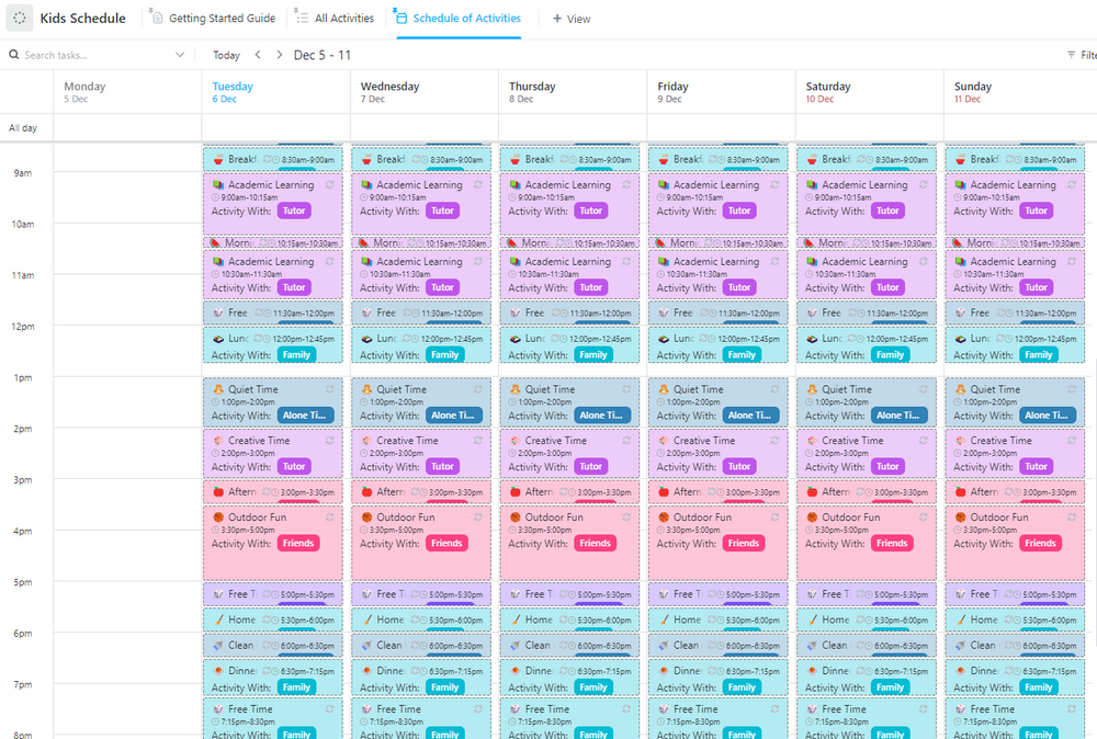 Kids Schedule | Template by ClickUp™